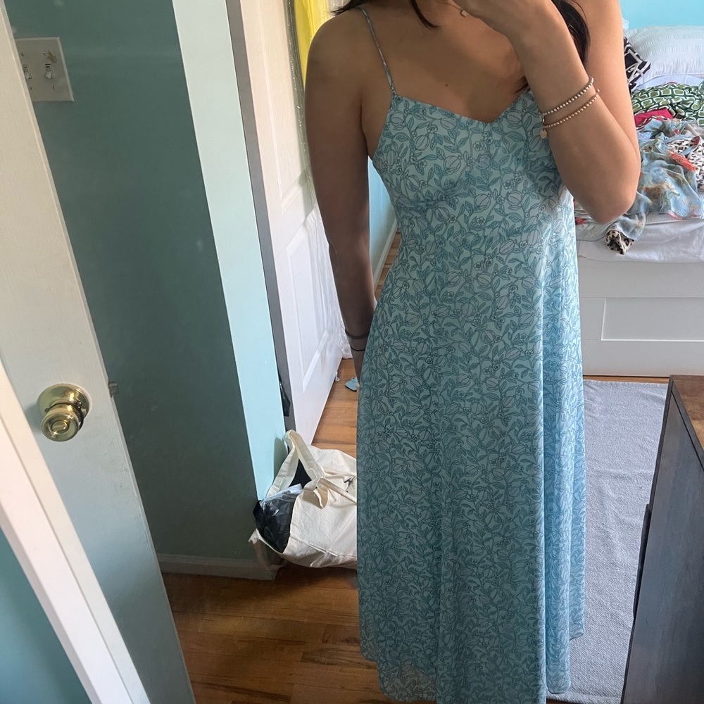 TVF for DVF Blue Floral Maxi Slip Dress
